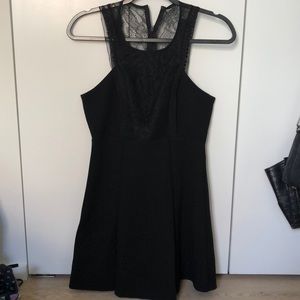 Only worn once BCBG black dress with lace trim